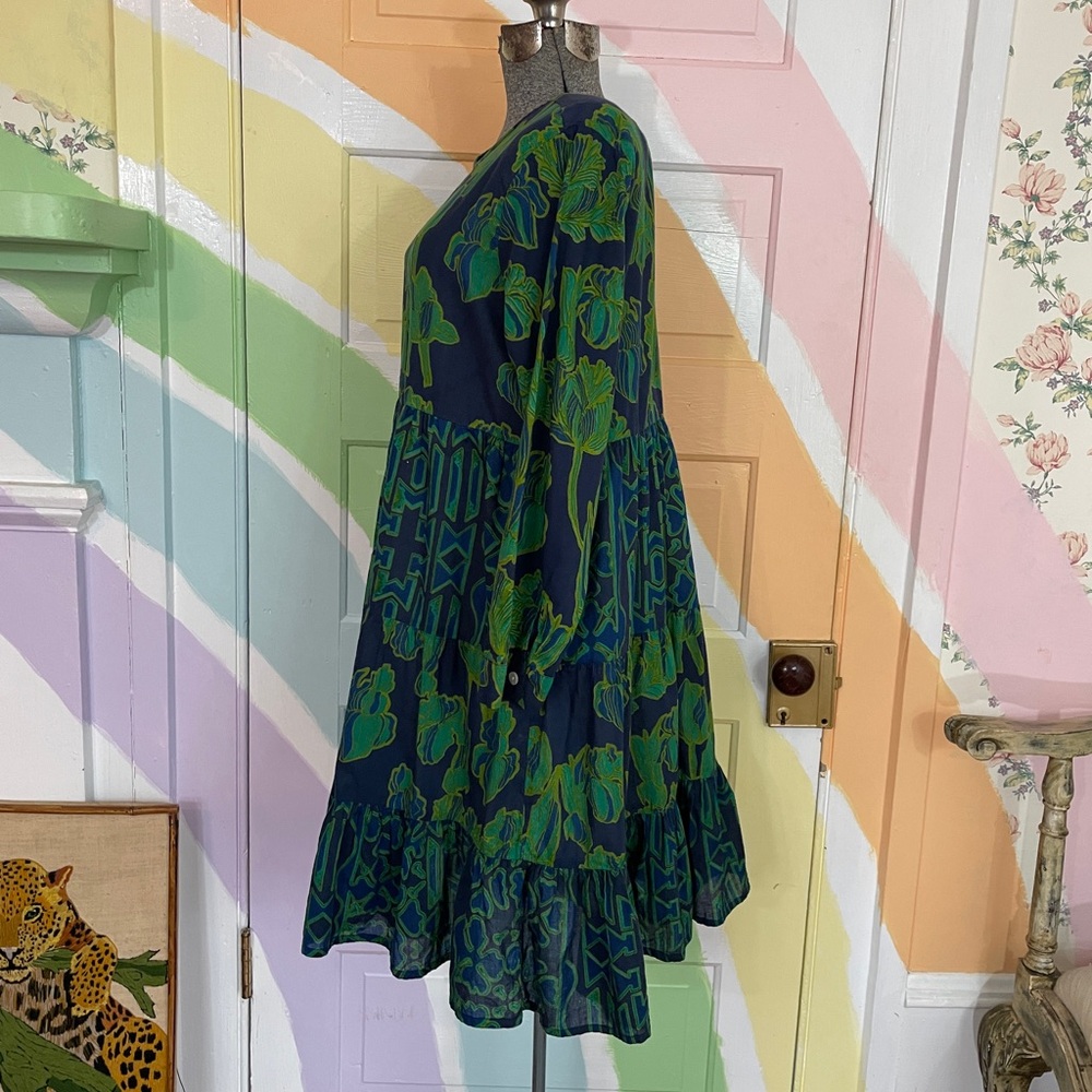 Ro's Garden Rene Tiered Navy Tulip Floral Cotton Anthropologie Dress - Sz M ๐งก๐ - Picture 6 of 14